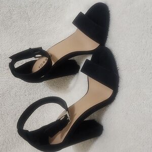 Torrid black suede ankle strap heels
